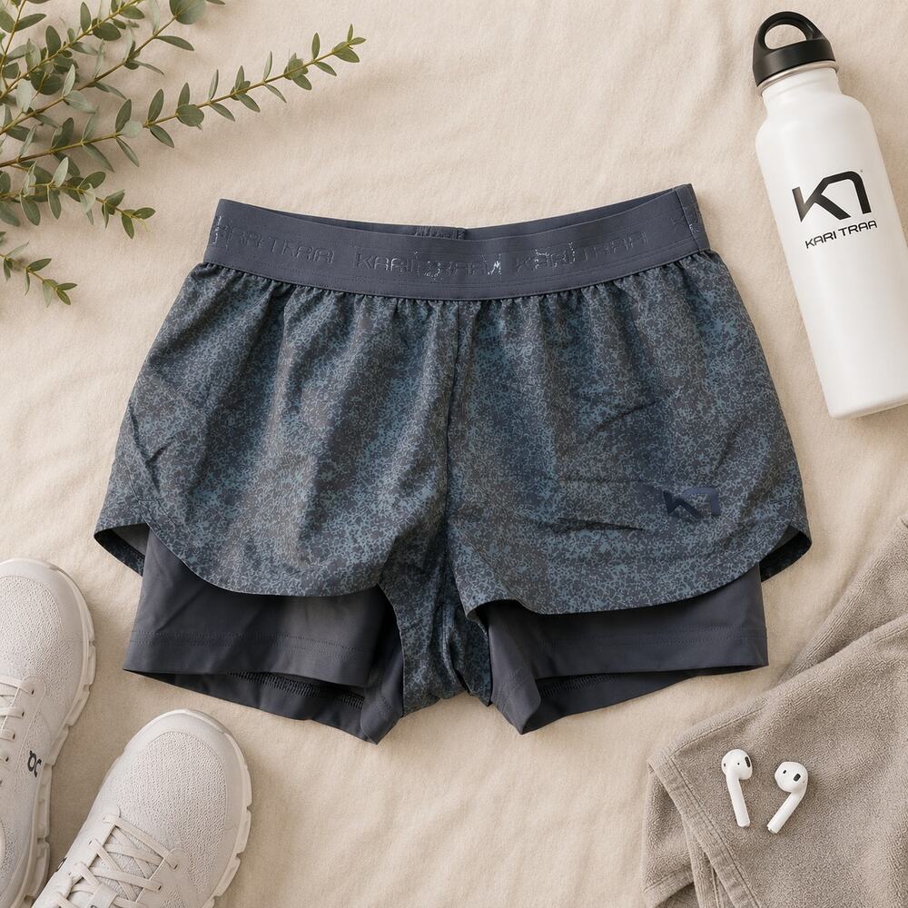 Kari Traa Tone 2-in-1 Running Shorts Women's XS Gray Compression Liner Athletic